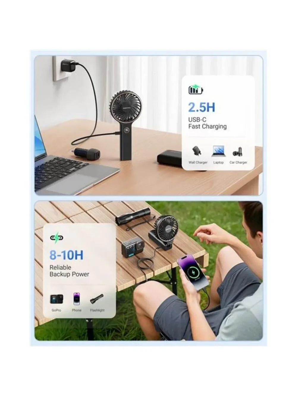 Handheld Mini Fan Portable Rechargeable Foldable Travel Fan USB Personal Cooling